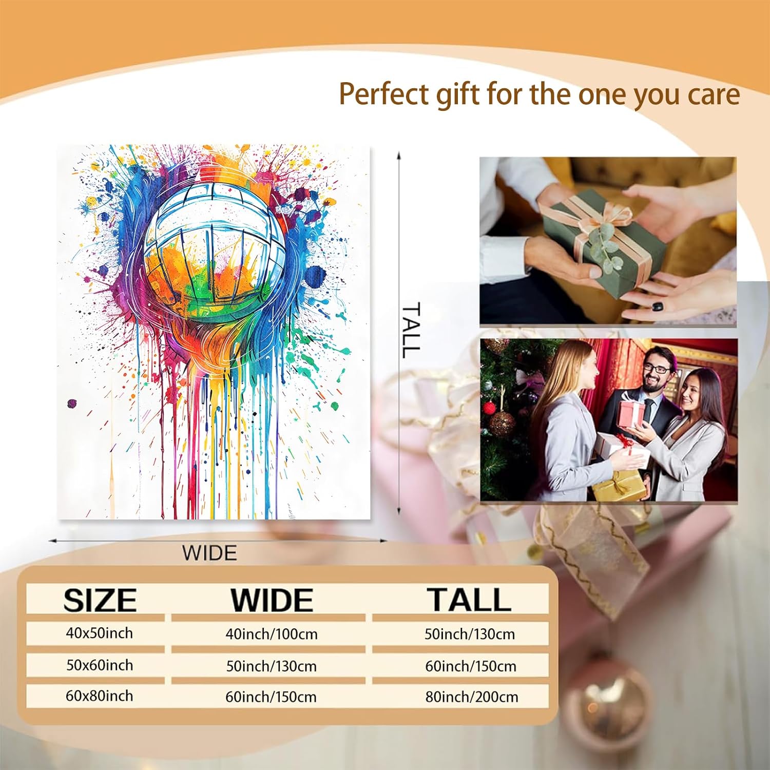 Volleyball Blanket Flannel Throw Blankets, Colorful Paint Splash Ball Lightweight Warm Soft Cozy for Sport Lovers, Gifts for Sofa Couch Chair Bed Living Room Bedroom Home Decor, 50x60inch