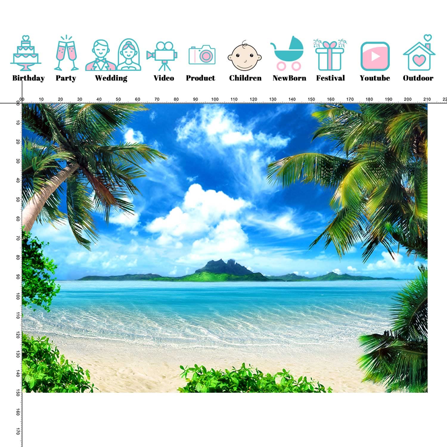 Amazon | SeekPro 夏 ビーチ 誕生日 写真背景 海 トロピカル フォト