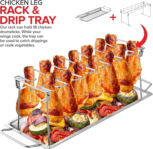 Miniatura 6 de Modern Innovations Rejillas para parrilla, soporte para muslos de pollo, soporte para pollo con lata de cerveza, rejilla para costillas de barbacoa