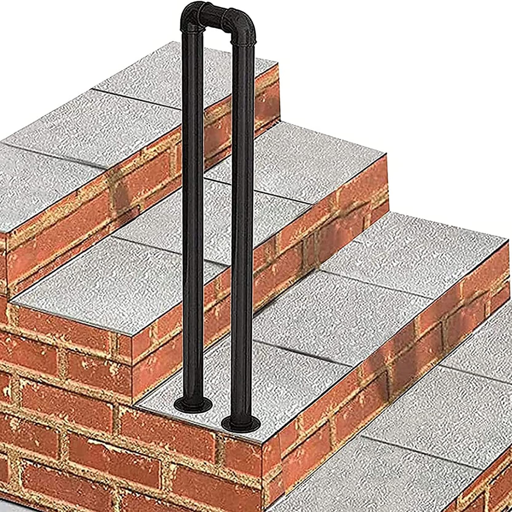 LQSYBHD U-Shaped Staircase Handrails,Indoor Outdoor Iron Matte Black Stair Railing,Floor Mounted Industrial Hand Rail,Non-Slip Support Bar Porch Deck Loft Corridor Stair R(Size:3.12ft/95cm,Color:1pcs)
