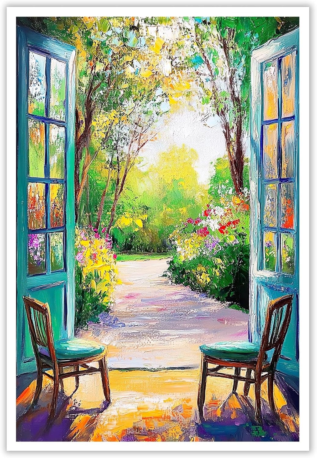Open Window Henri Matisse Print – Fauvism Style Art Poster for Modern Home Decor, Patio Garden Scene with Trees and Flowers(20x30inchs，Unframed)
