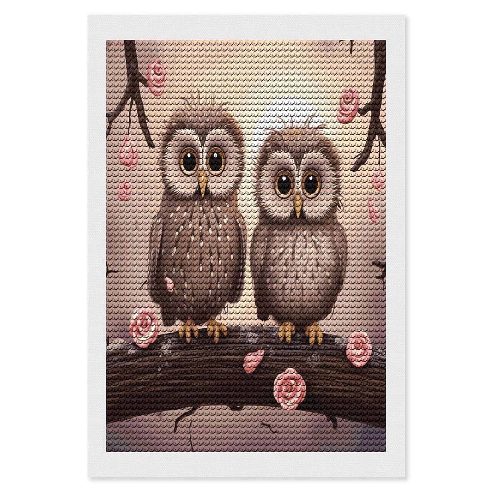 Cute Owls Diamond Art Kits for Adult Round Full Drill Diamond Dots Paintings for Beginner Picture Art DIY Diamond Painting Kits 5D Diamond Art Painting for Home Wall Decor 8"x12"