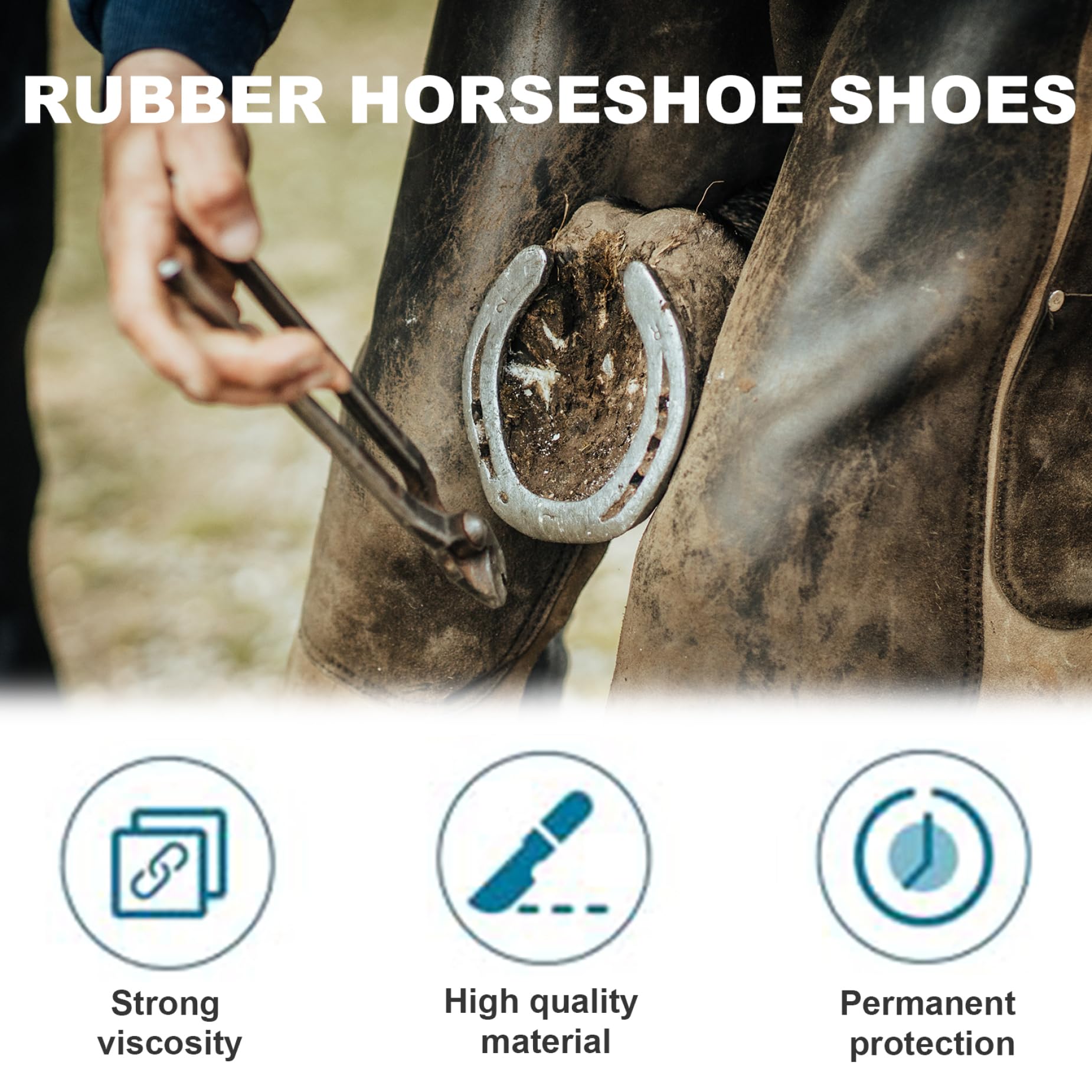Bottes de Sabots à Cheval, Bottes de Sabot épaisses Portables, Protection Portable des Chevaux en Caoutchouc épais pour la Gestion des plaies et Le Traitement d'abcès de la laminite - L