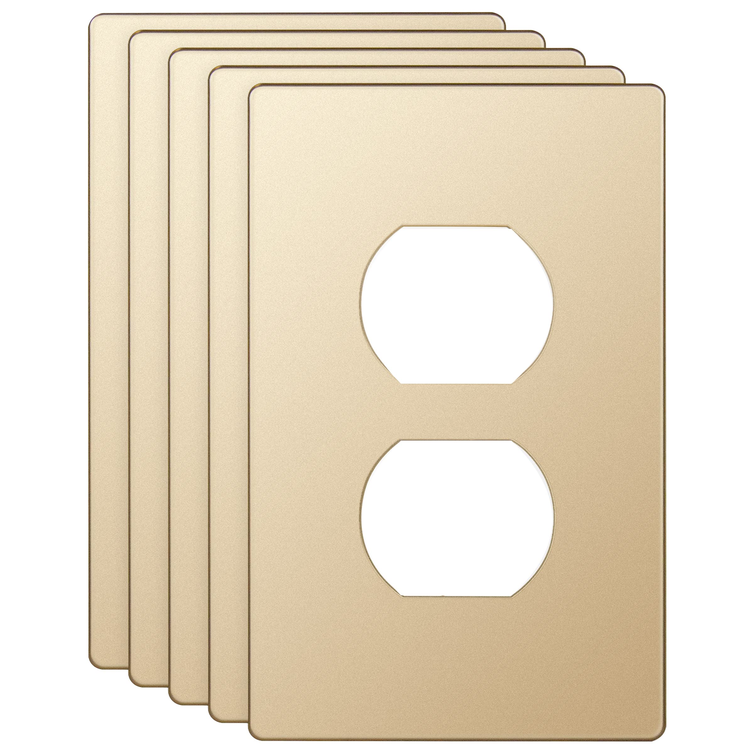 Photo 1 of ** only 2**
ENERLITES Elite Series Duplex Outlet Receptacle Cover, Screwless Wall Plate, Standard Size, 1-Gang 4.68" x 2.93", Unbreakable Polycarbonate Thermoplastic, UL Listed, SI8821-GD-5PCS, Gold, 5 pack