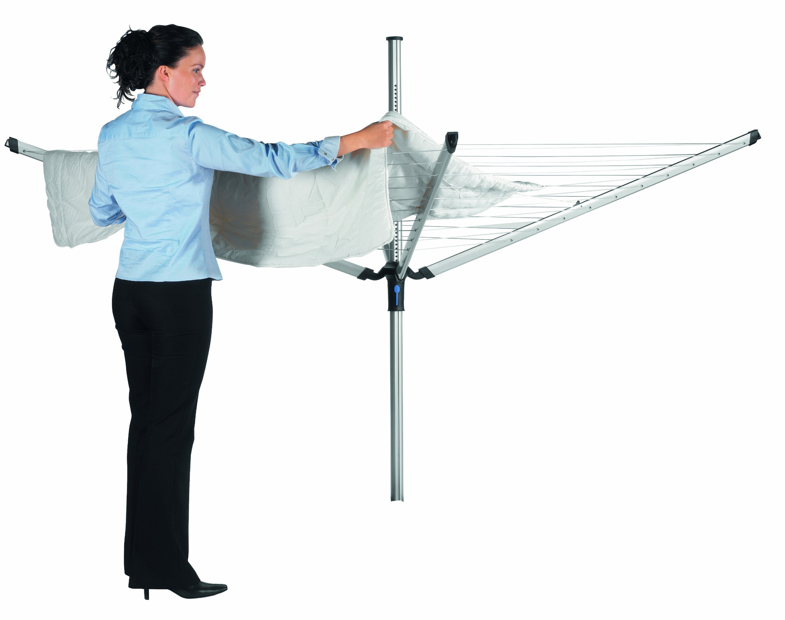 Brabantia - Lift-O-Matic Advance drehbaren Wäschespinne - Easy Lift-Systems - UV-beständige Wäscheleine, 50 m - Kein Durchhängen - Auch für Kleiderbügel - Metallic Grey - ø 295cm