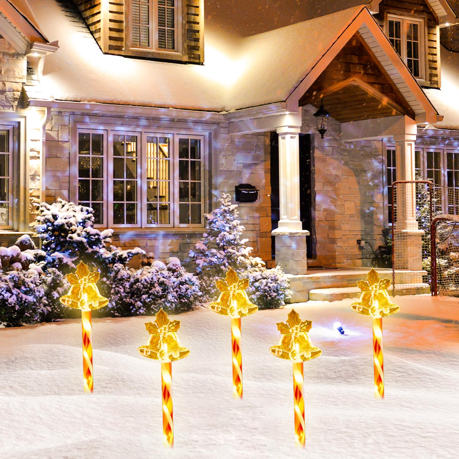 SPERMUOY Zuckerstangen Gartenstecker, Beleuchtete Zuckerstangen für Garten, Weihnachts Deko Außen, 5 Stück Beleuchtung