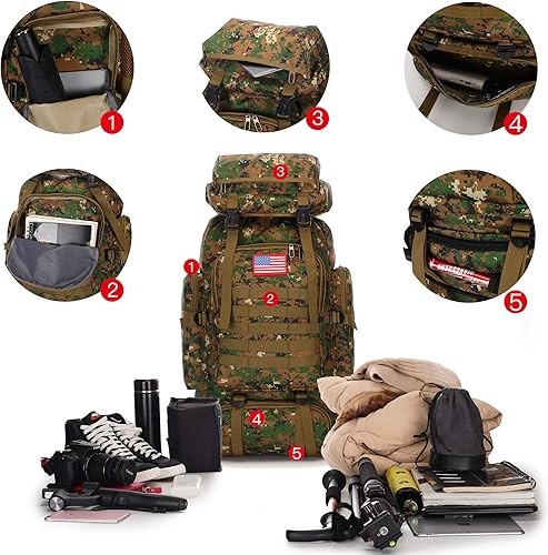 Miniatura 4 de Mochila de senderismo de 70 l para hombres impermeable militar camping mochila viaje mochila