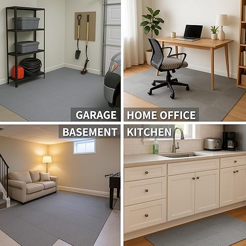 Miniatura 7 de Cozy Den Almohadillas antideslizantes de agarre para alfombra de 23.8 x 23.8 pulgadas, fieltro y goma, para alfombras de área y suelos de baldosas