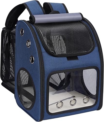Mochila expandible para gatos, perros y animales pequeños, transportador portátil de viaje para mascotas, diseño súper ventilado, aprobado por