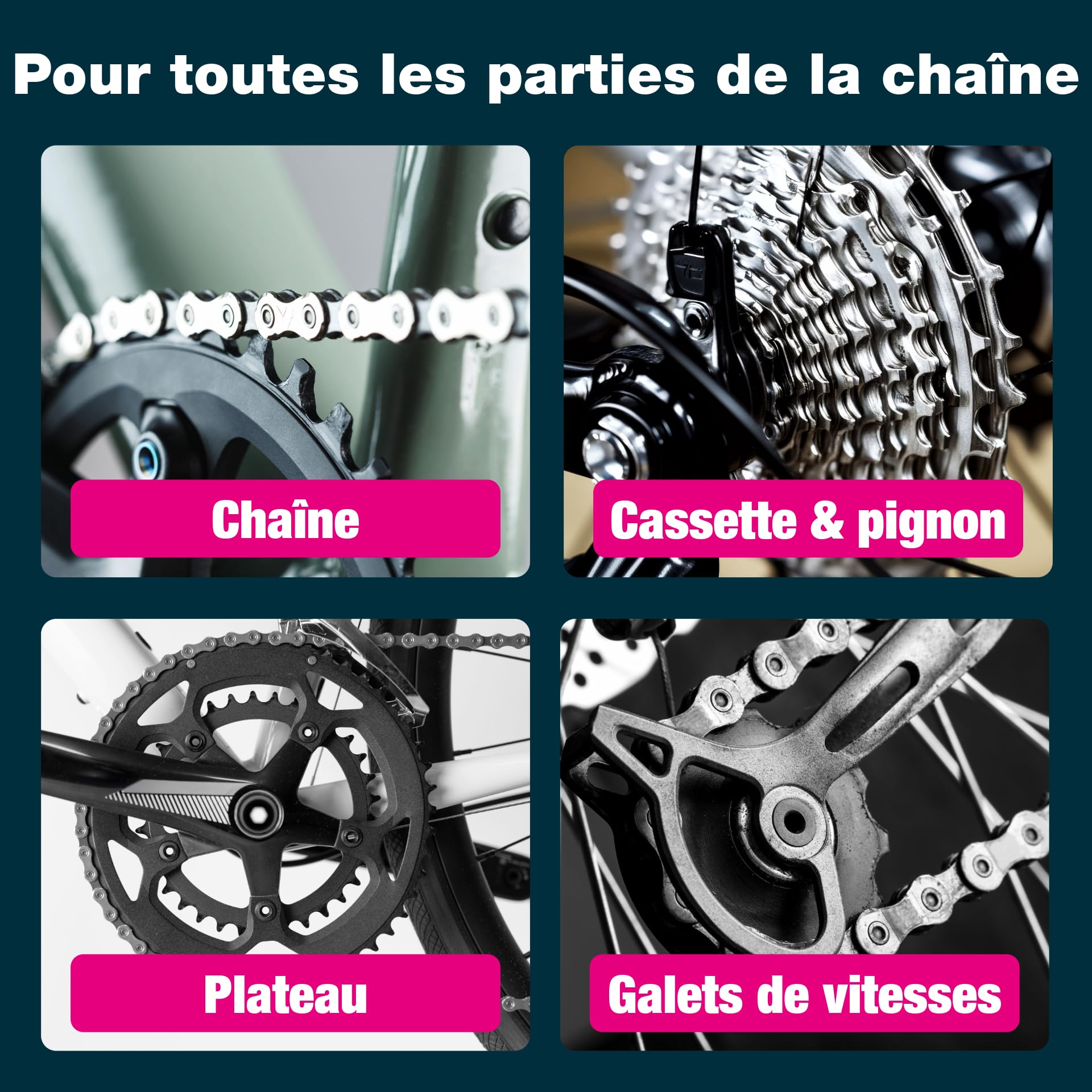 bio-chem Nettoyant pour chaine de vélo 0,75L + brosses + chiffon | Degraissant chaines velos de route, vtt - Produit écologique de nettoyage transmission bicyclette, velo route