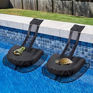 2Pcs Pro Animal Frog Wildlife Saving Saver Escape Ramp Bridge for Swimming Pool Floating Small Animal Critter Ducks Escape Ramp Frog Pads for Pool Log Device Reduces Maintenance Accessories (Black)