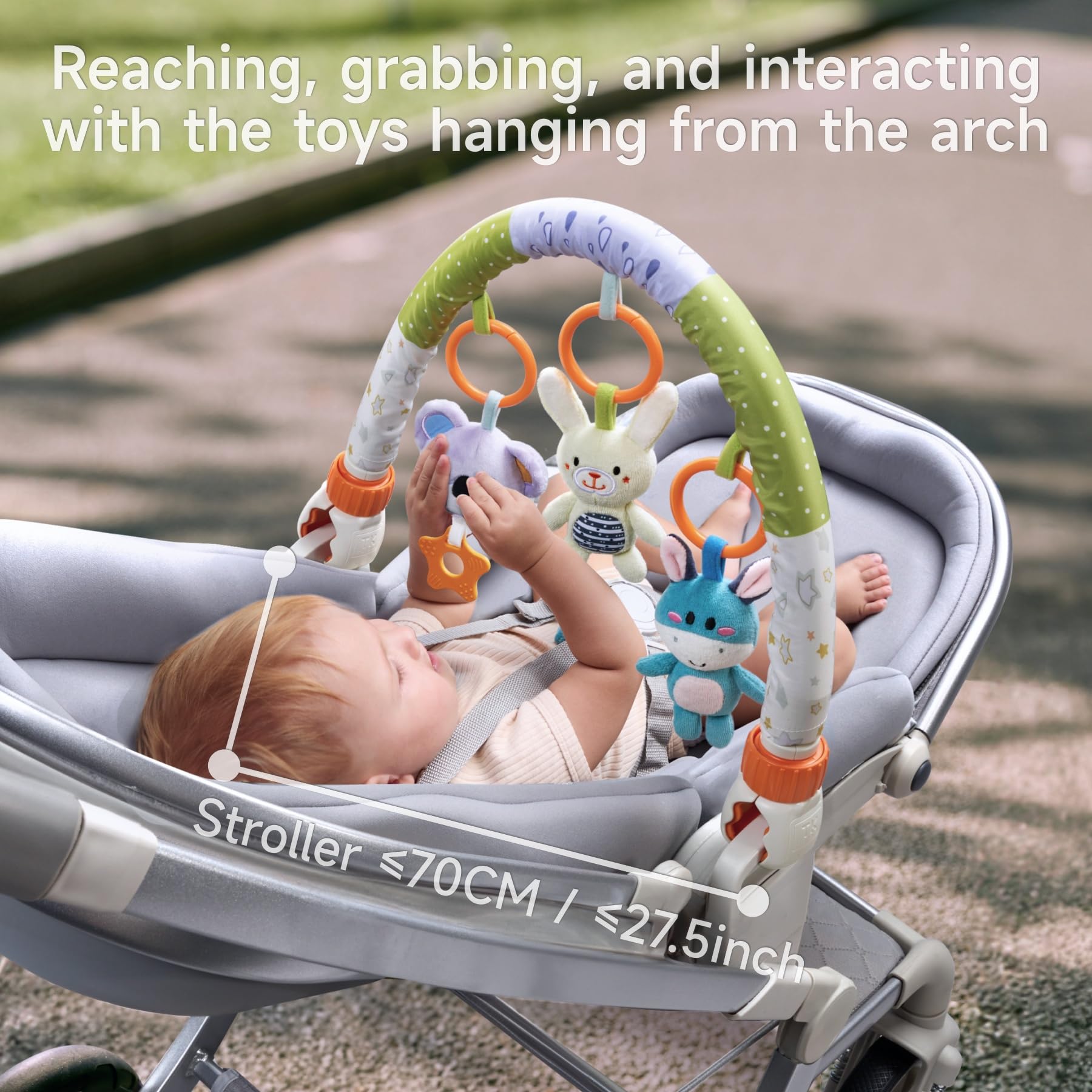 TUMAMA Babykinderwagen speelgoed vanaf 0 2 3 4 6 8 9 12 maanden, contrast zwart wit speelboog hanger grijpspeelgoed babyspeelgoed met geluid, pluche dier hangspeelgoed meisjes jongens cadeau