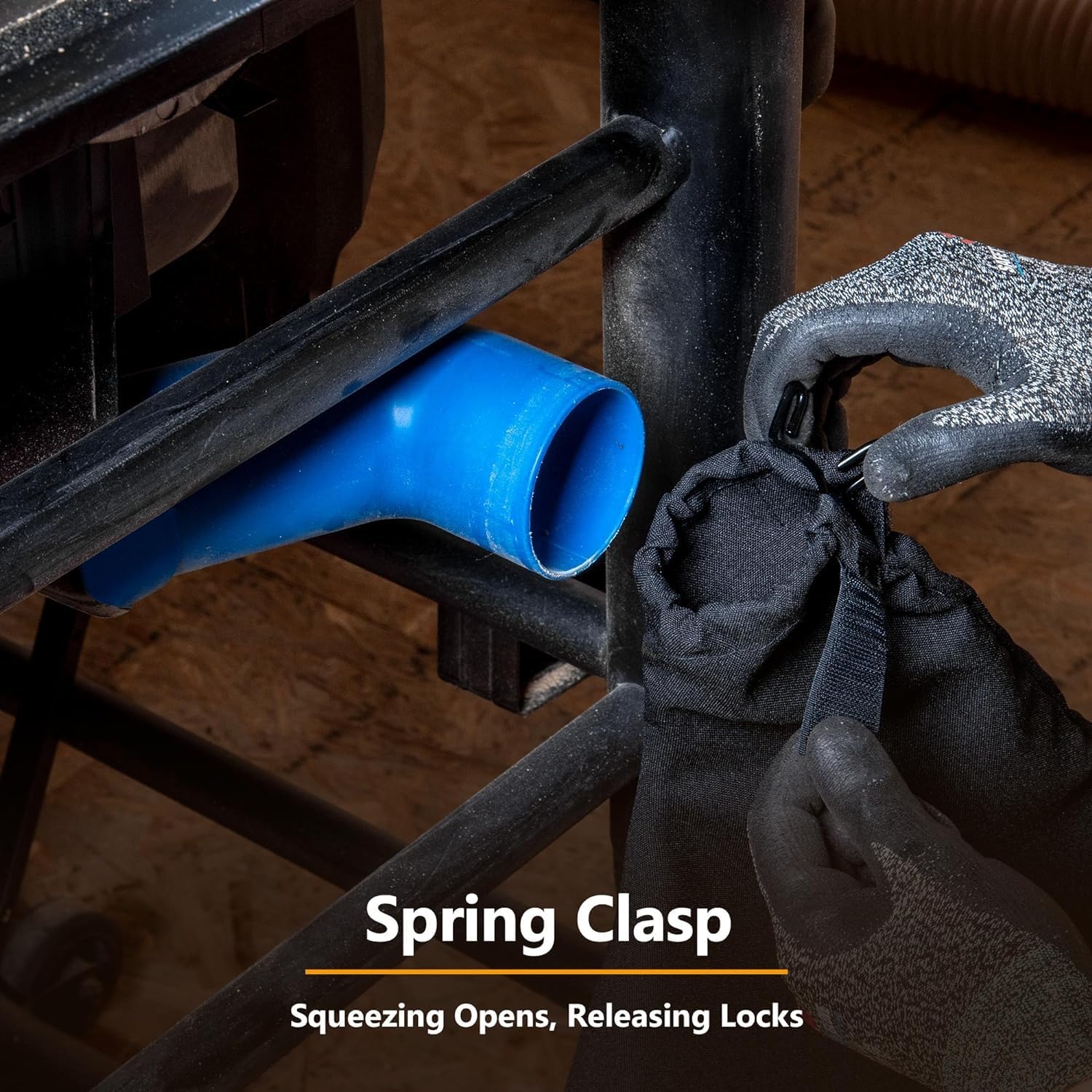 POWERTEC 72039 Table Saw Dust Collector Bag Fits 10" Tablesaws w/ 2.5" Dust Port and Deluxe Safety Push Block & Push Stick 5-pc Set for Router Tables, Band Saws & Jointers, Hand Protection