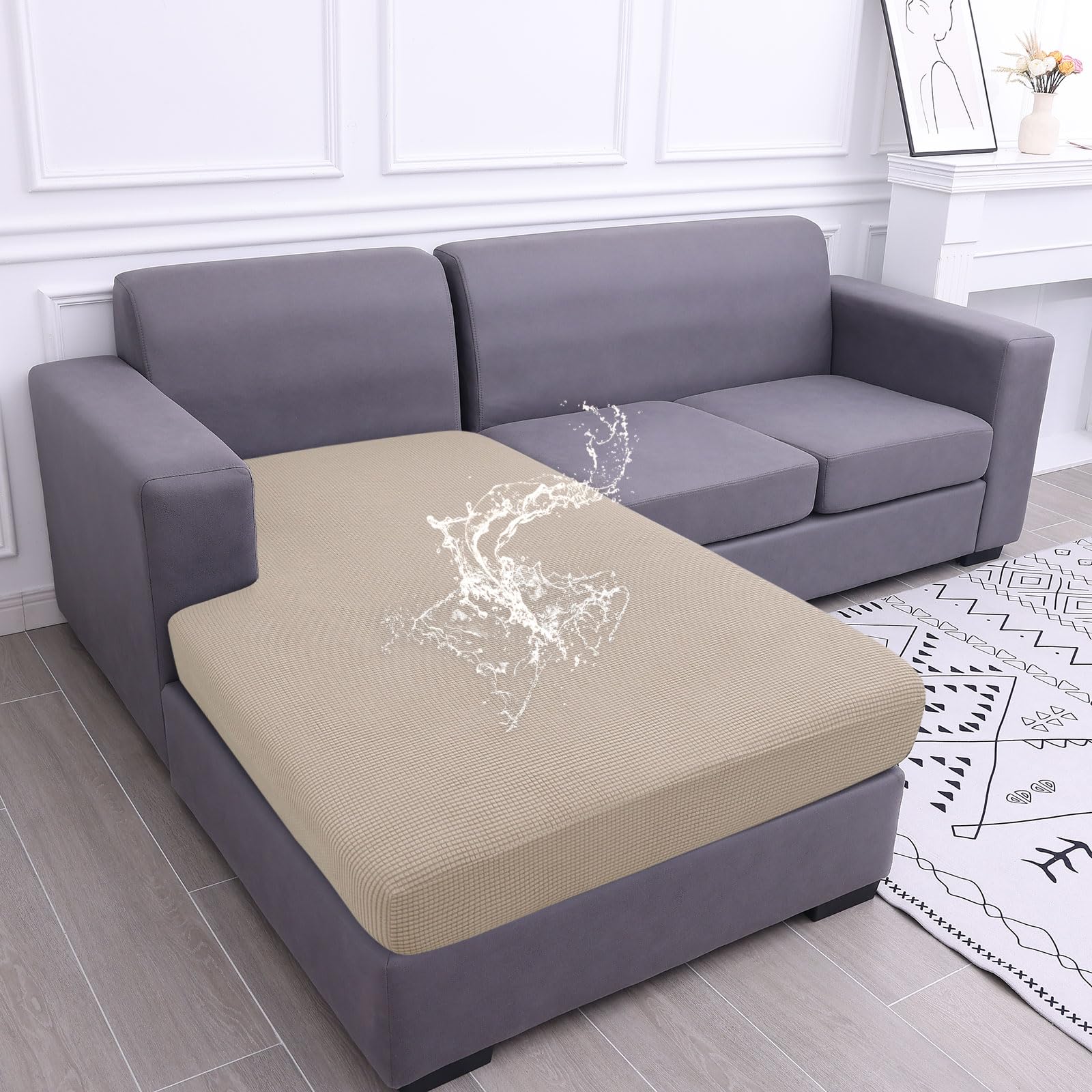 hyha Waterproof Sectional Couch Covers, Non Slip Sofa Cushion Covers