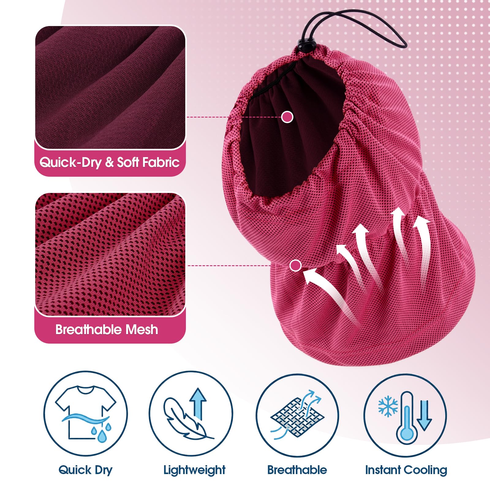 Felpa con cappuccio rinfrescante per cani e gatti, protezione dell'udito rinfrescante, protezione dal rumore per cani, per ematomi auricolari, paraorecchie per cani (rosso rosa, S)