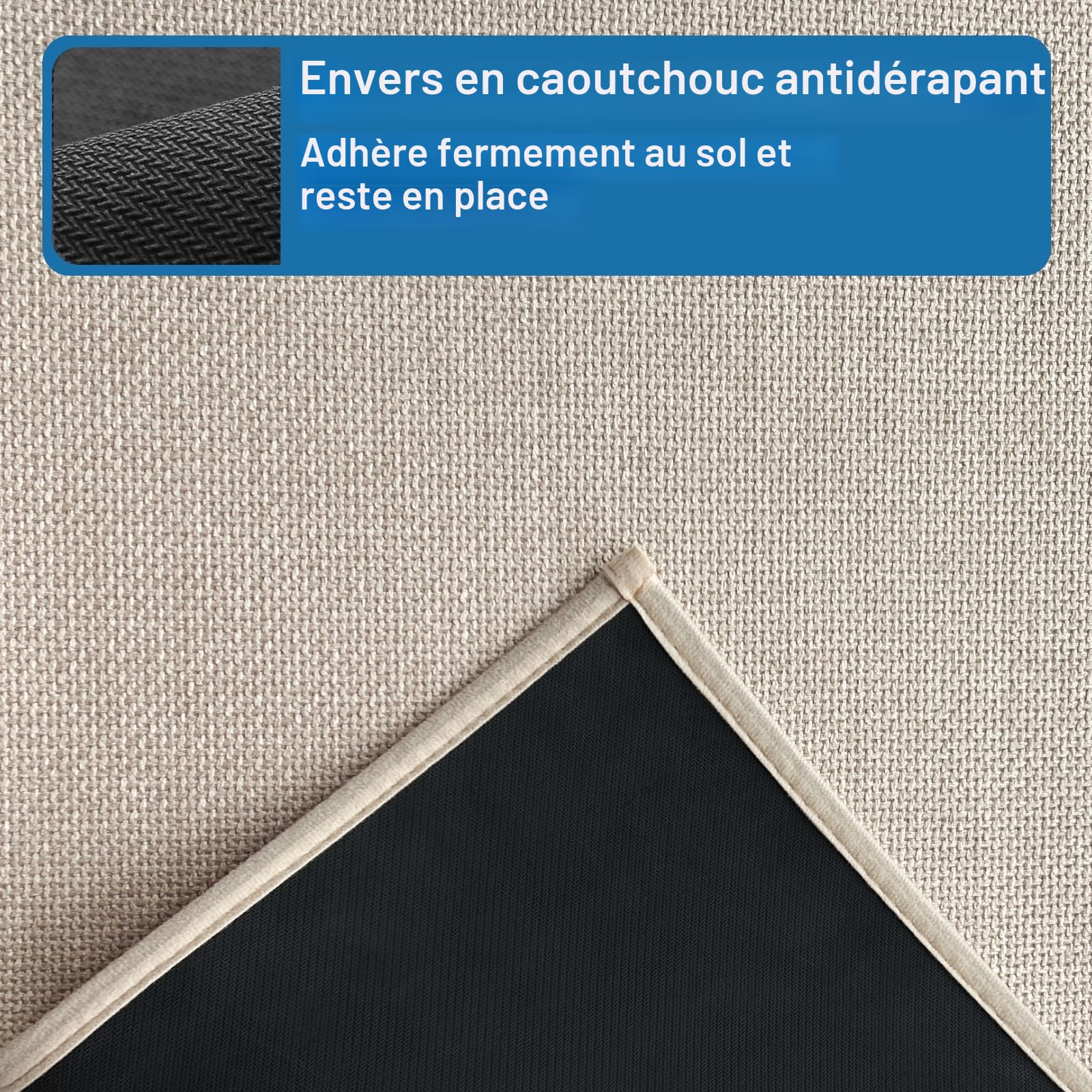 Tapis Cuisine Devant Evier, 43x75cm Tapis Couloir Tissé, Antidérapant et Lavable, Facile à Nettoyer pour Passage, Manger, Buanderie, Salle de Bains, Buanderie, Beige