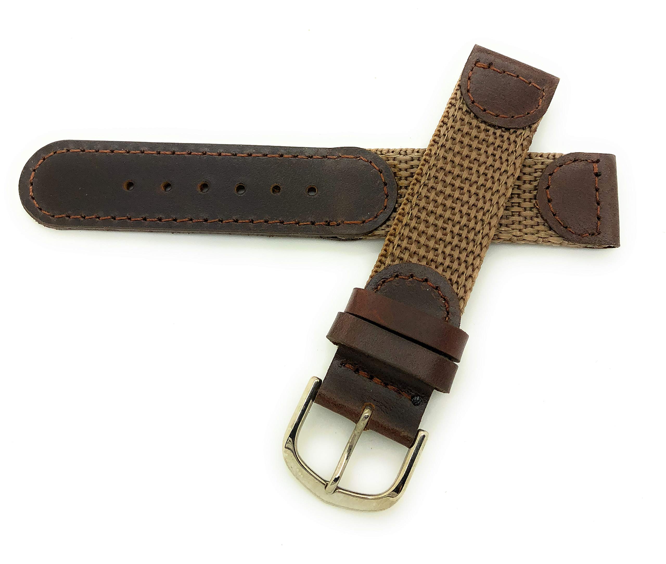 Correa de reloj de cuero de nylon de lona de 0.787 in (marrón) 3