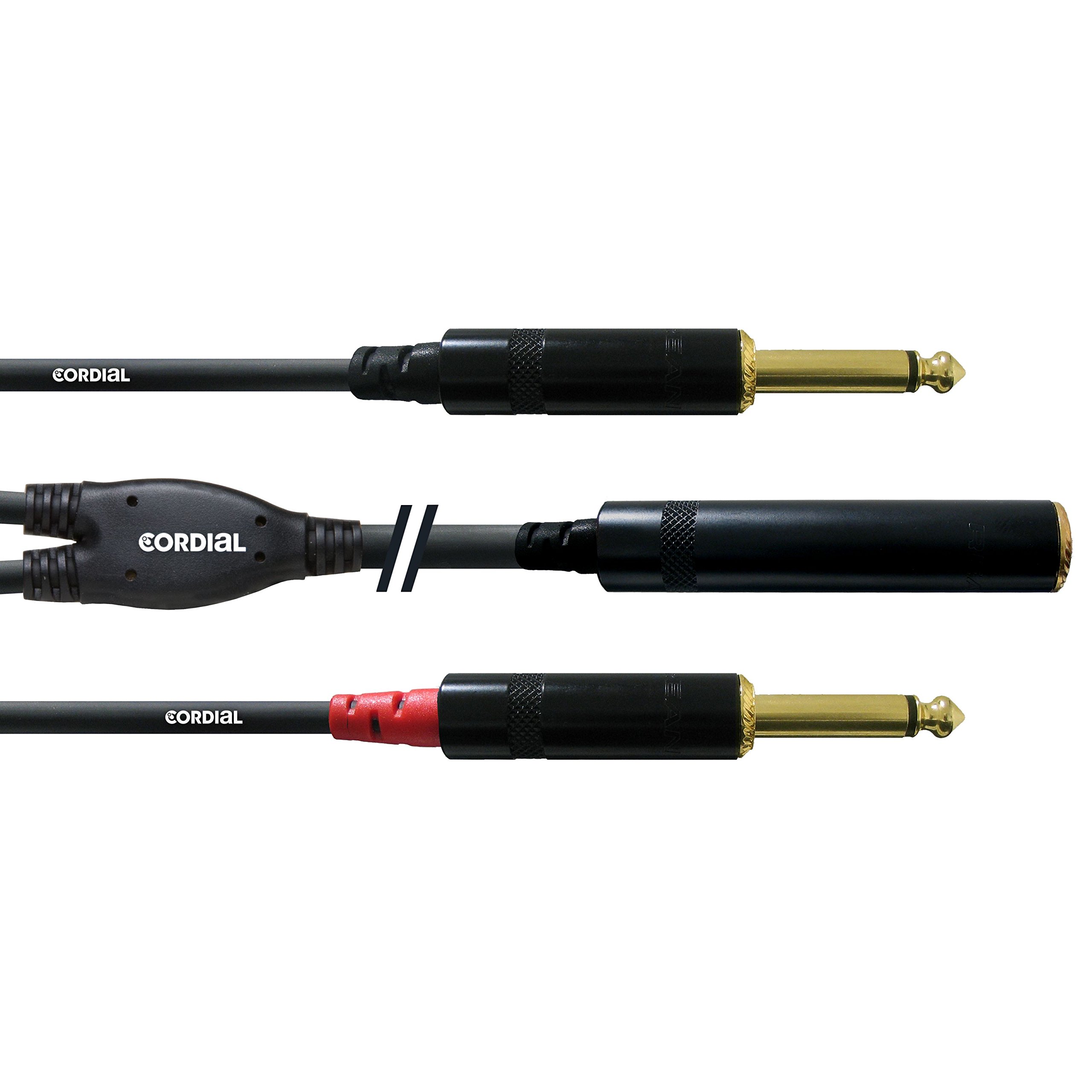 Cordial CFY 0.3 KPP Y Adaptor Cable 6.3 mm Gold Stereo Socket / 2x 6.33 mm Mono Jack Plugs 0.3 m Gold 6.3 mm Stereo Socket / 2x 6.33 mm Gold Mono Jack Plugs Length 0.3 m