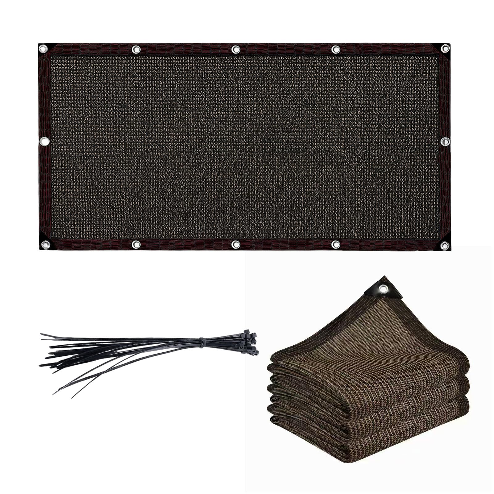 Wovella Garden Privacy Screen 2m x 4m, Coffee-Brown Outdoor Fence Privacy Screen with Ties, UV Resistant Tearproof for Balcony, Garden, Pool
