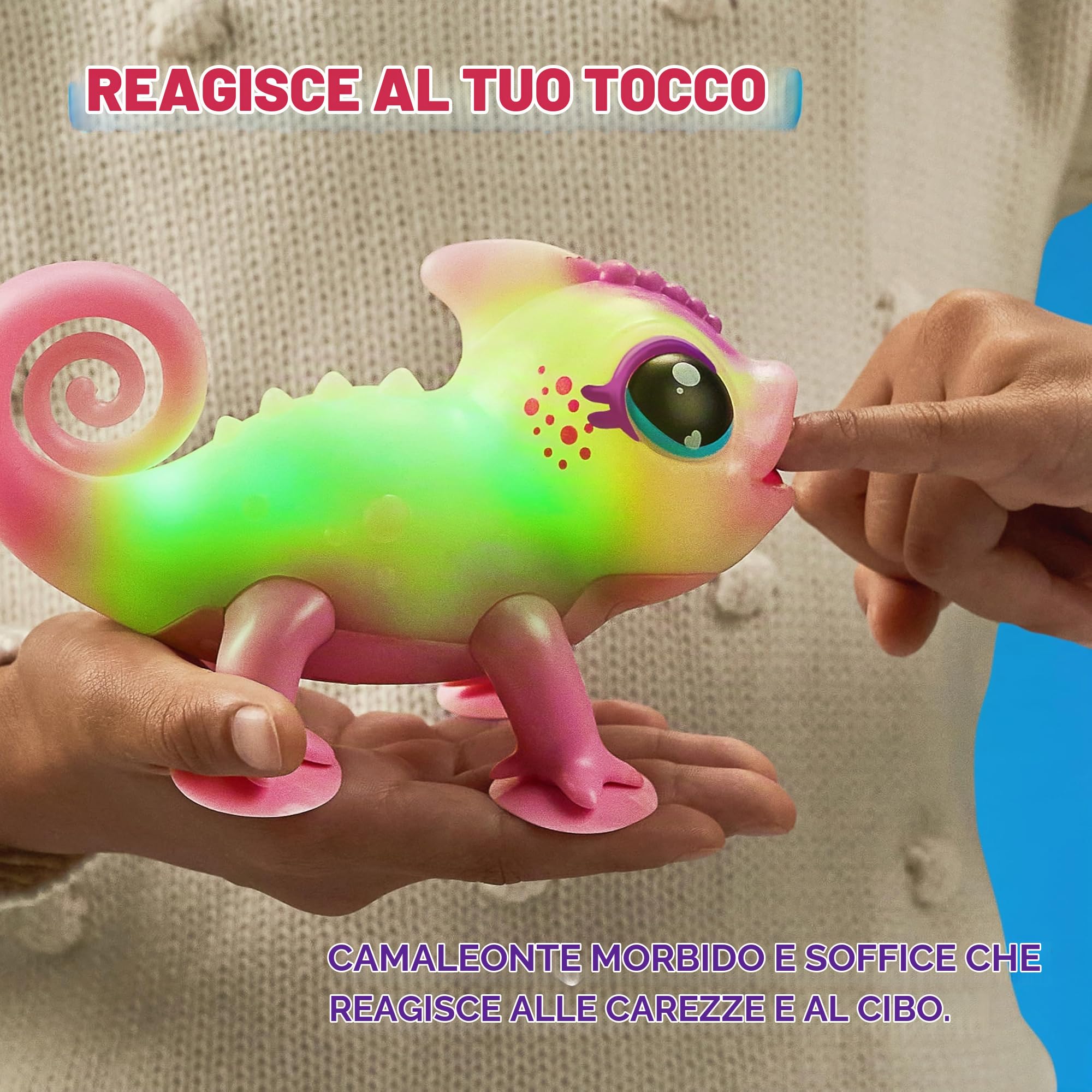 Little Live Pets – Nova The Bright Light Chameleon, Giocattolo interattivo Che Cambia Colore, Oltre 30 Suoni ed Emozioni, Tanti umori, Si ripete Indietro, rilevamento dei battiti (batterie Incluse,
