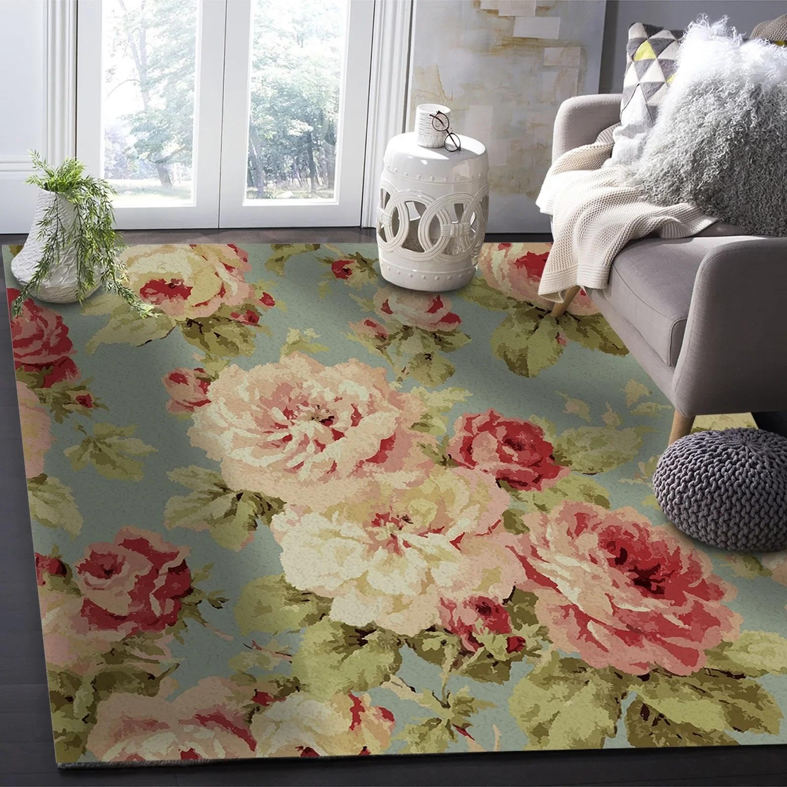 Tapis vintage pivoine de qualité pour sublimer le sol de votre chambre