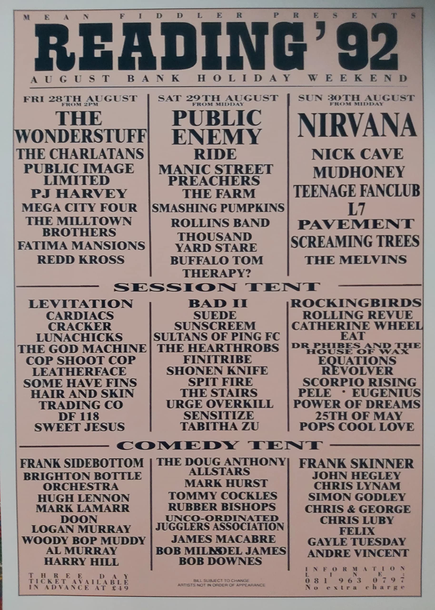 Amazon.com: Reading Festival 1992 line-up - Nirvana - Public Enemy
