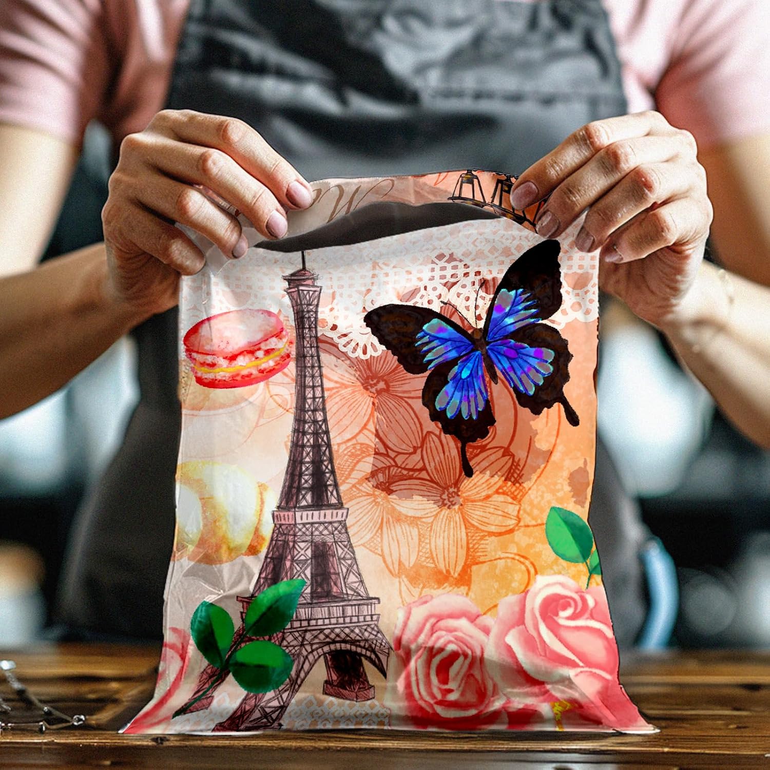 10x13 (100) Paris Valentine's Day Designer Poly Mailers Waterproof Self Sealing Tear Resistant Polymailers Shipping Envelopes Premium Printed Bags For Small Businesses