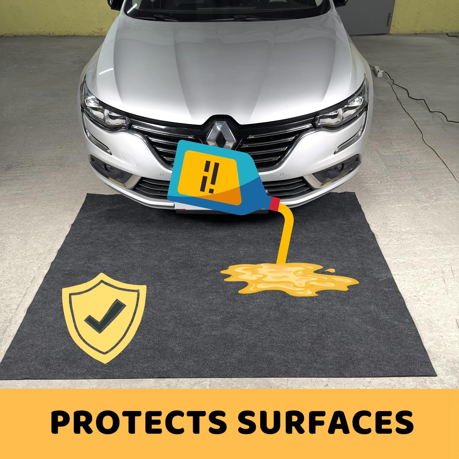 SAVUK Oil Spill Mat Premium Absorbent Oil Pad Reusable/Durable/Waterproof Contains Liquids, Protects Garage Floor Surface (Grey, 58" x 72")