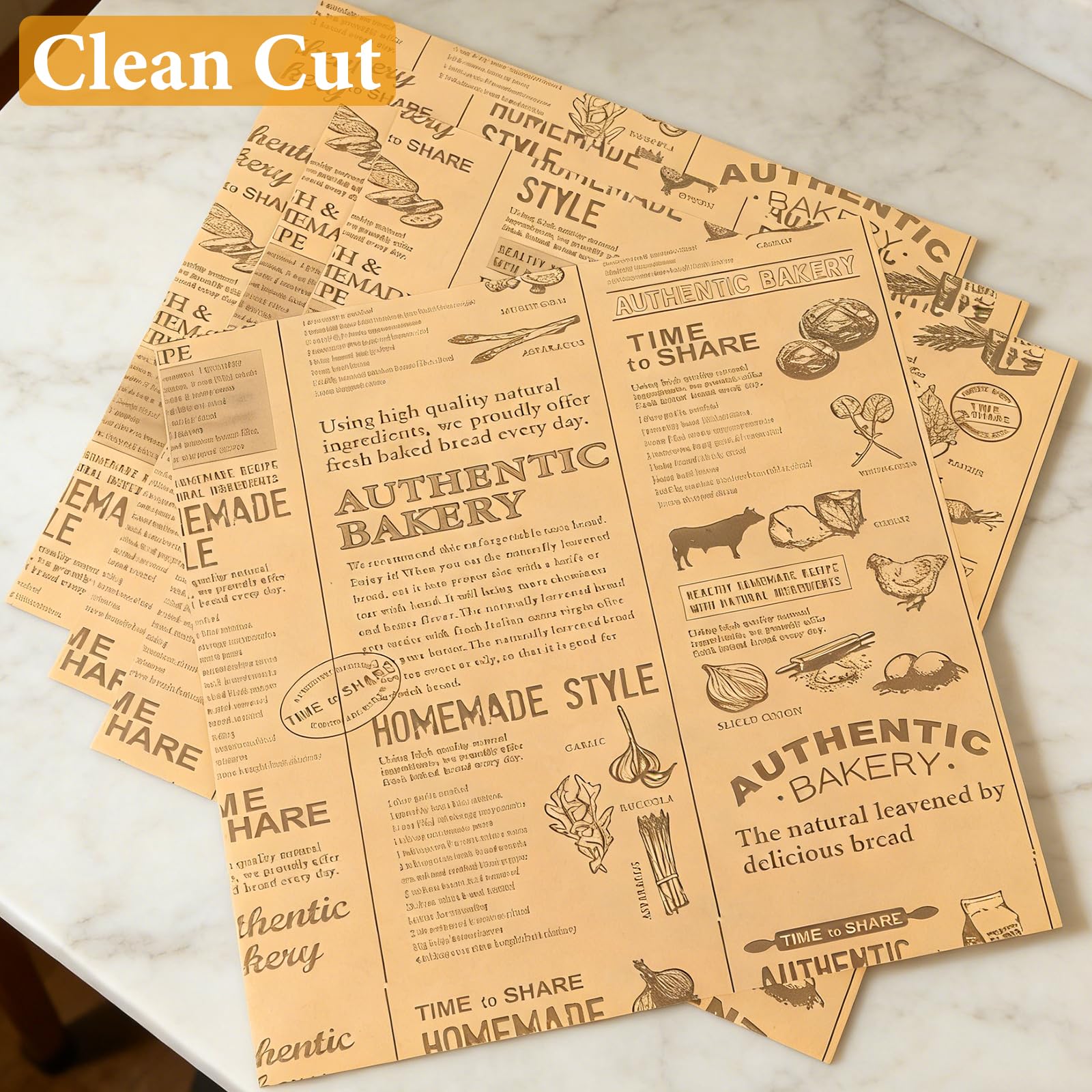 500 Stück Backpapier Zeitungsoptik, Burger Papier 22 x 22 cm, Wachspapier für Lebensmittel, Fettdichte Deli Papierblätter für Pommes, Sandwiches, Kuchen und Snacks