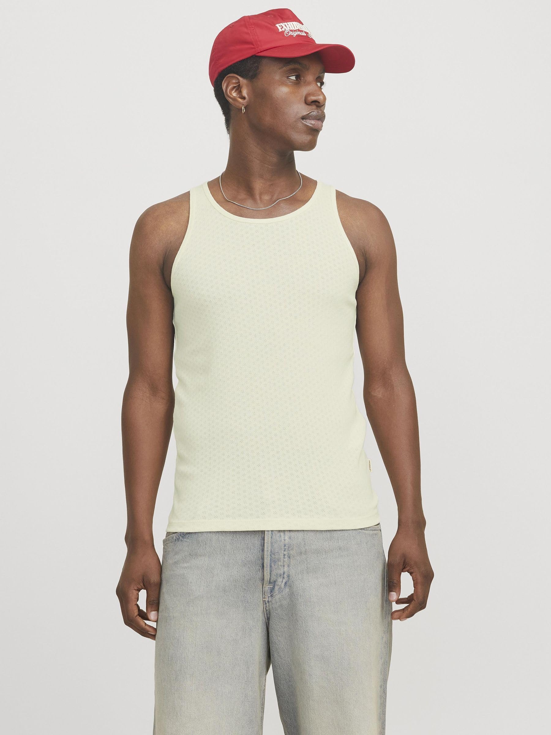JACK & JONES Jorhydra Pointelle Tank Top męski, Antique White, M