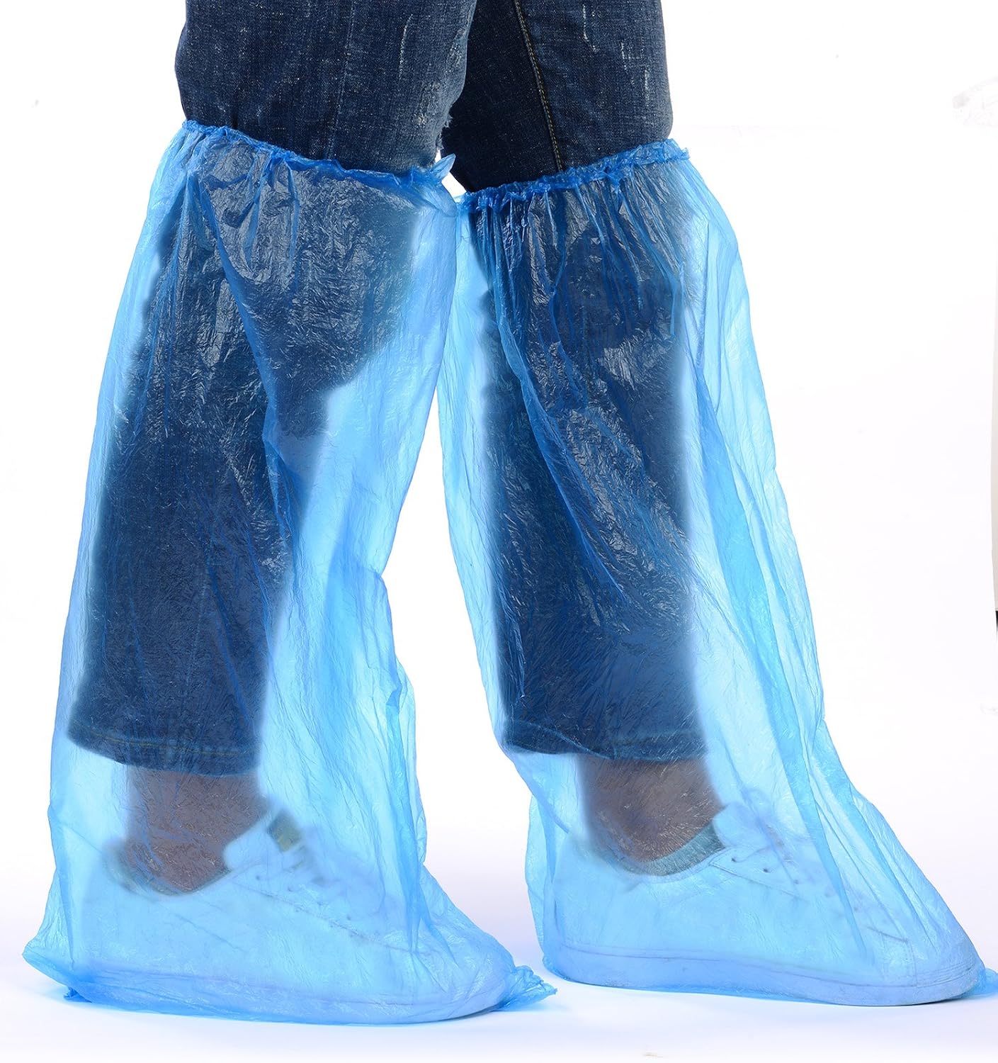 Mudder 10 Pairs Disposable Boot Covers Waterproof Rain Shoe Covers for Men and Women, Blue