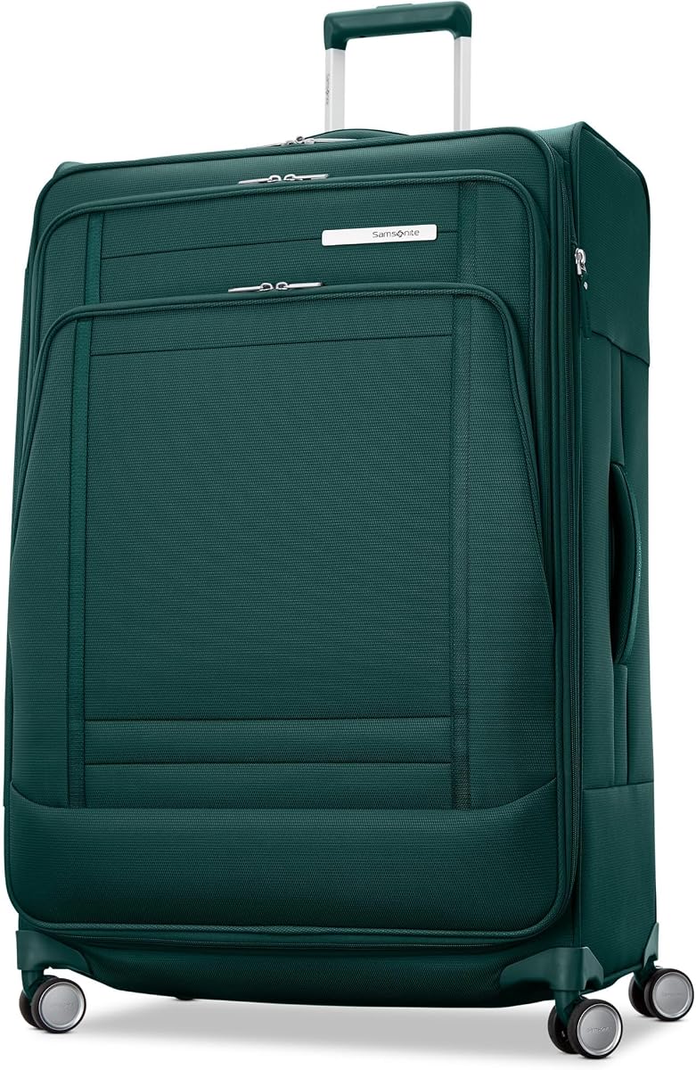 Samsonite UpLIFT Equipaje ligero grande a cuadros con ruedas giratorias - Ampliable - Maleta suave de poliéster aprobada por aerolíneas para viajes ultraligeros - Verde esmeralda