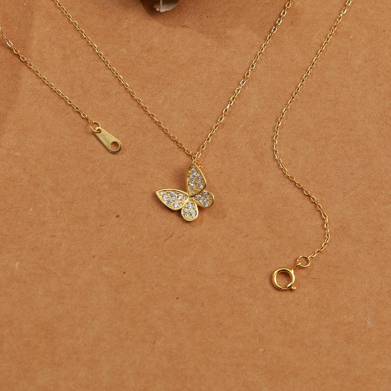 SUYACS 14K Gold Plated Butterfly Necklaces for Women 925 Sterling Silver Cute Butterfly CZ Pendant Necklace Dainty Insect Animal Charm Chain Necklace Jewelry Birthday Gifts for Mom Daughter - Image 6