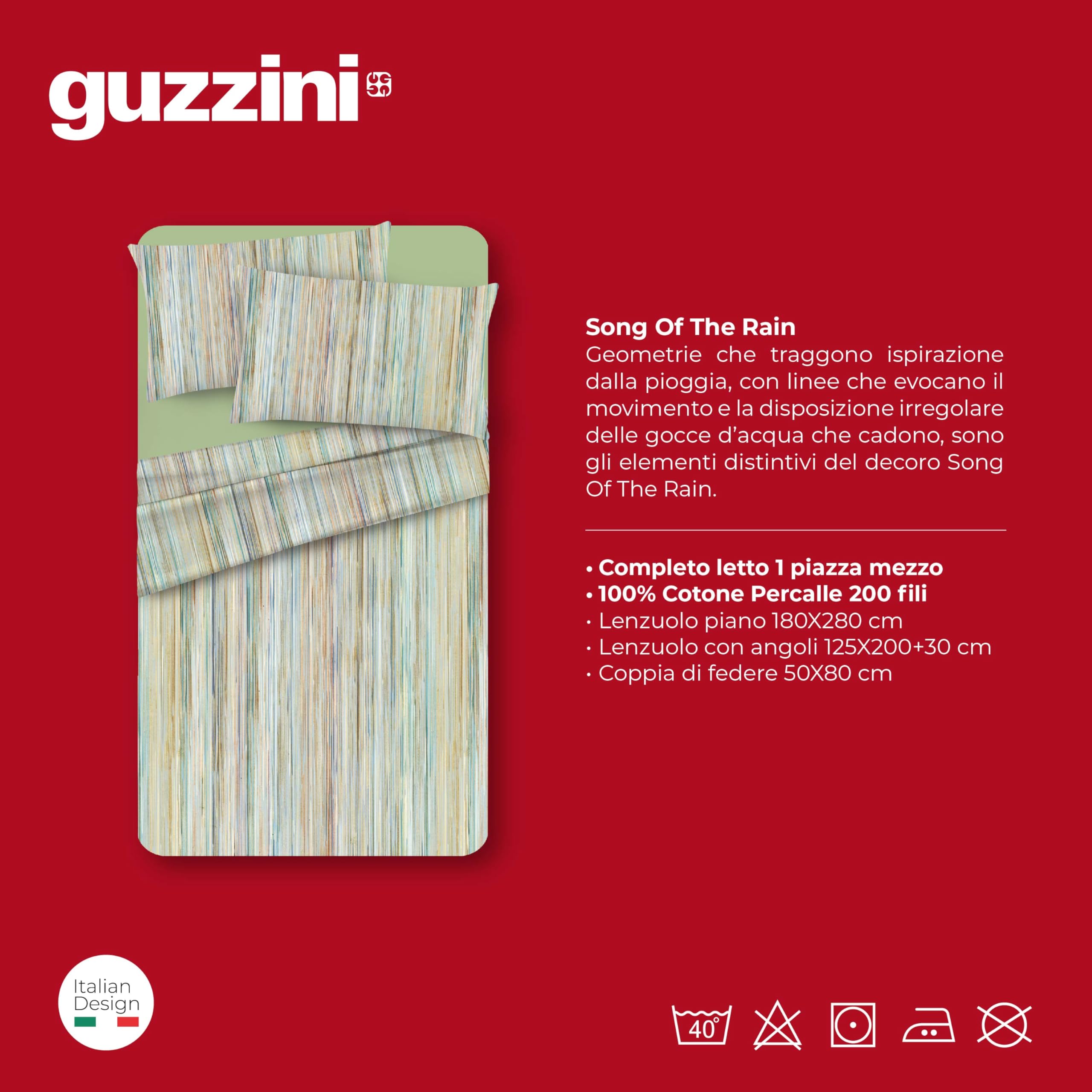 GUZZINI Classic - komplet pościeli bawełnianej perkalowej z prześcieradłem na łóżko queen size 180 x 280 cm + 1 prześcieradło z gumką, pokrowiec na materac na łóżko podwójne 125 x 200 cm, materac 30