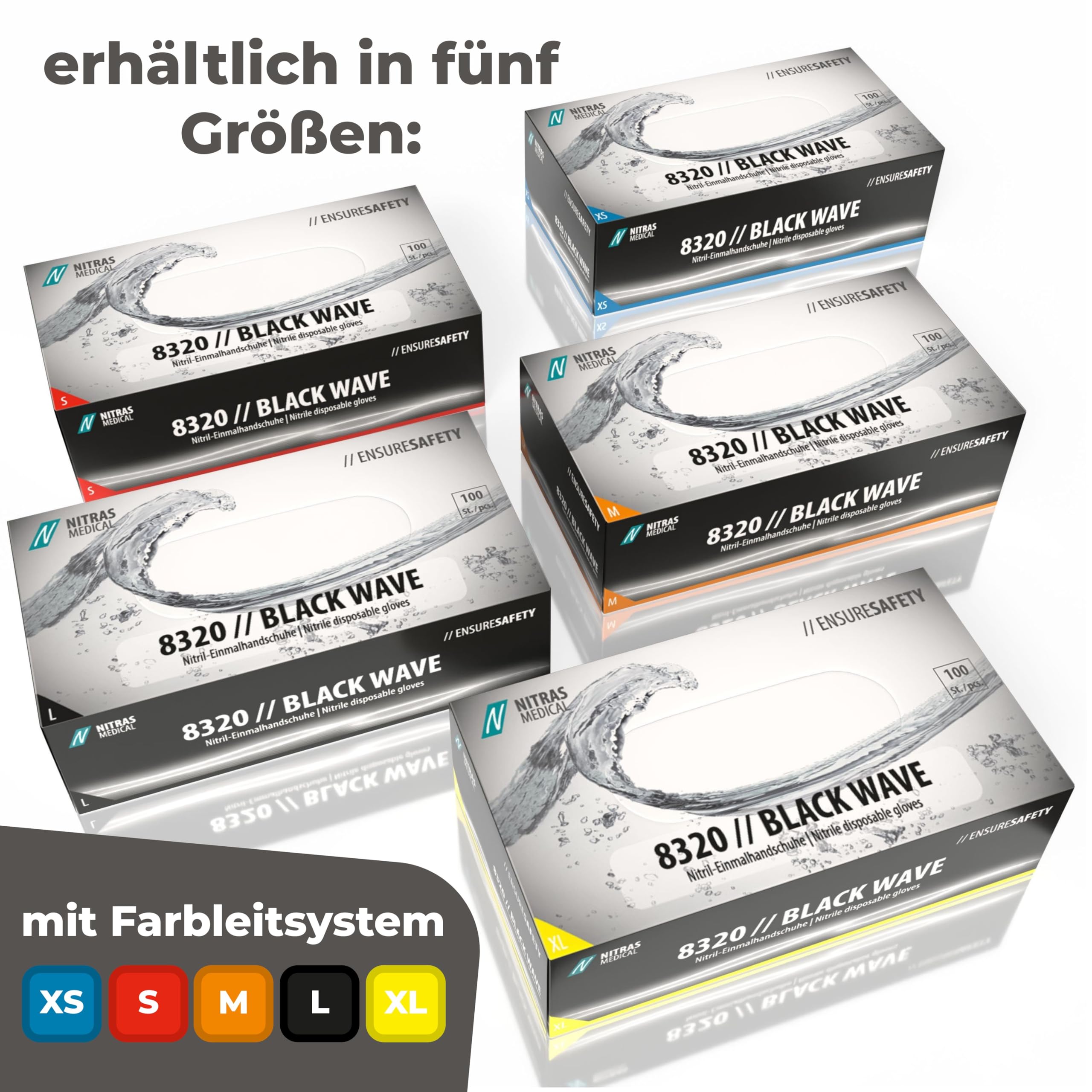 NITRAS Medical 8320 BLACK WAVE rękawiczki nitrylowe, czarne, rozm. L. 100 szt.
