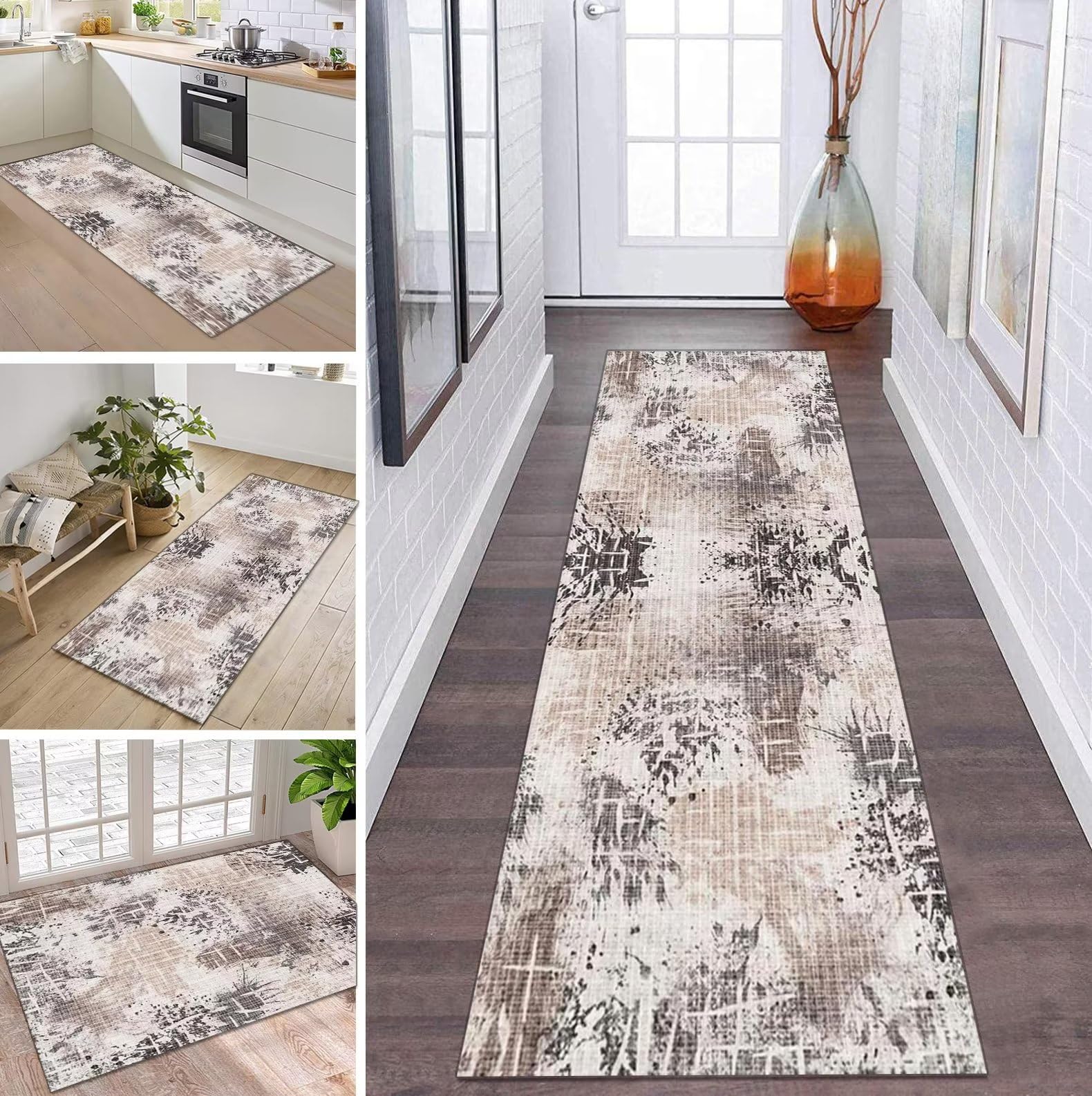 Abstrakcyjny antypoślizgowy bieżnik, 70 x 450 cm, nadaje się do prania, długi dywan do przedpokoju, do kuchni, salonu i pokoju dziecięcego, na metry, 70 x 450 cm