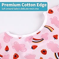 Vista 4 de Juego de baberos de manga larga de 3 piezas, baberos impermeables para bebés con bolsillo, babero para niños pequeños con mangas, bata resistente a