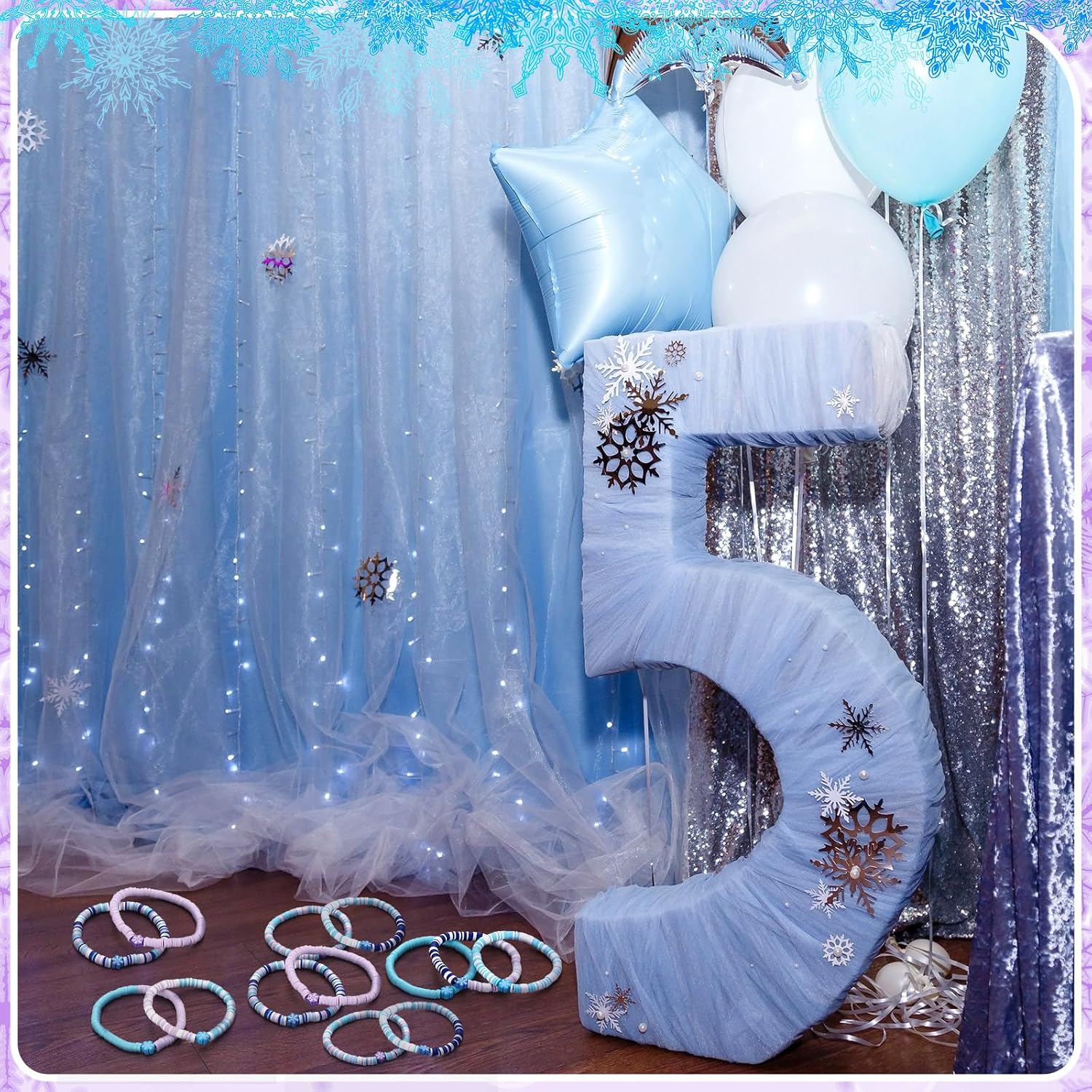 Huquary Snowflake Clay Bracelets Birthday Party Favors