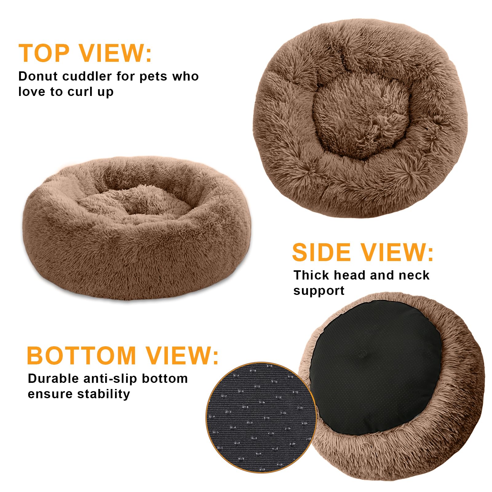 Beruhigendes Donut Hundebett – Rundes, Flauschiges Bett Für Kleine & Mittlere Hunde & Katzen