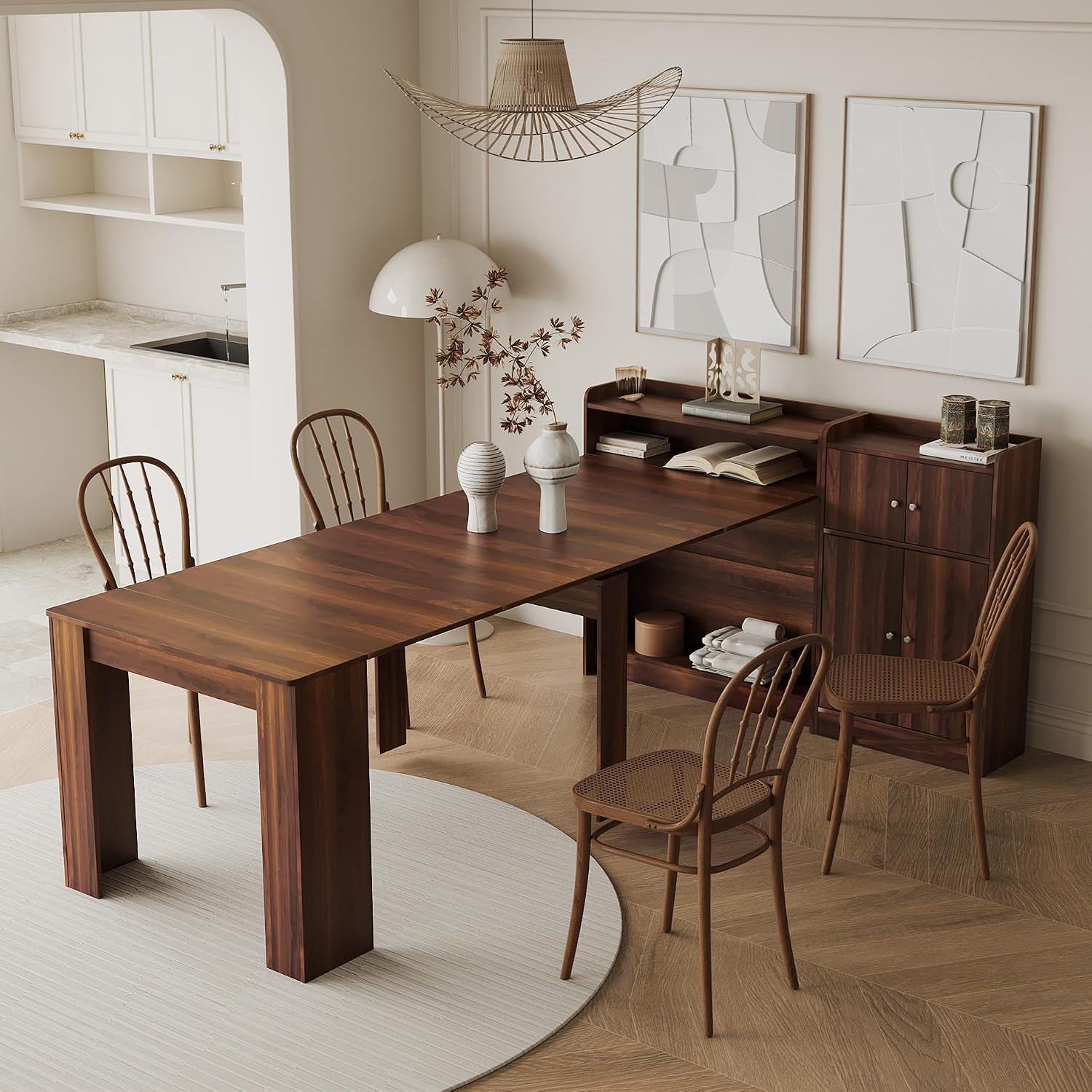 Amazon.com - SSLine Rectangular Extendable Dining Table with Storage ...