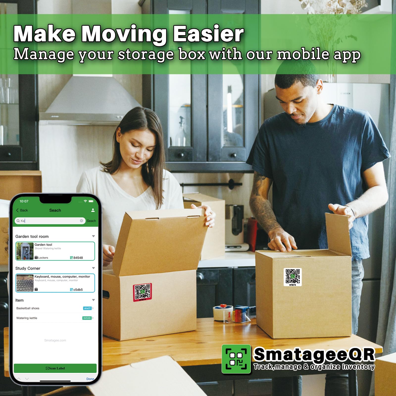 Snapklik.com : Smatagee QR Code Labels For Storage Bins And Moving ...