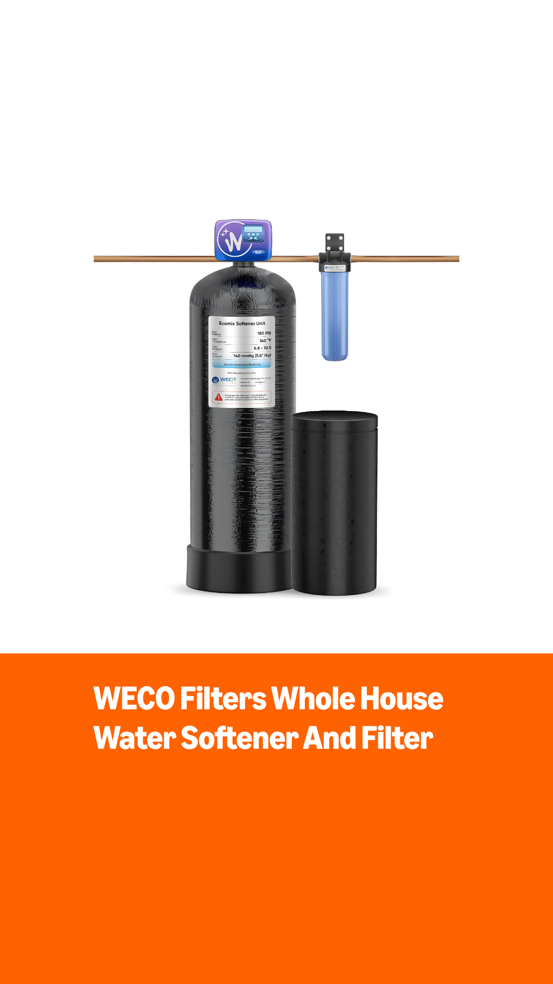 Filtro/Ablandador de Agua WECO 16 x 65 pulgadas 46000 granos miniatura 7