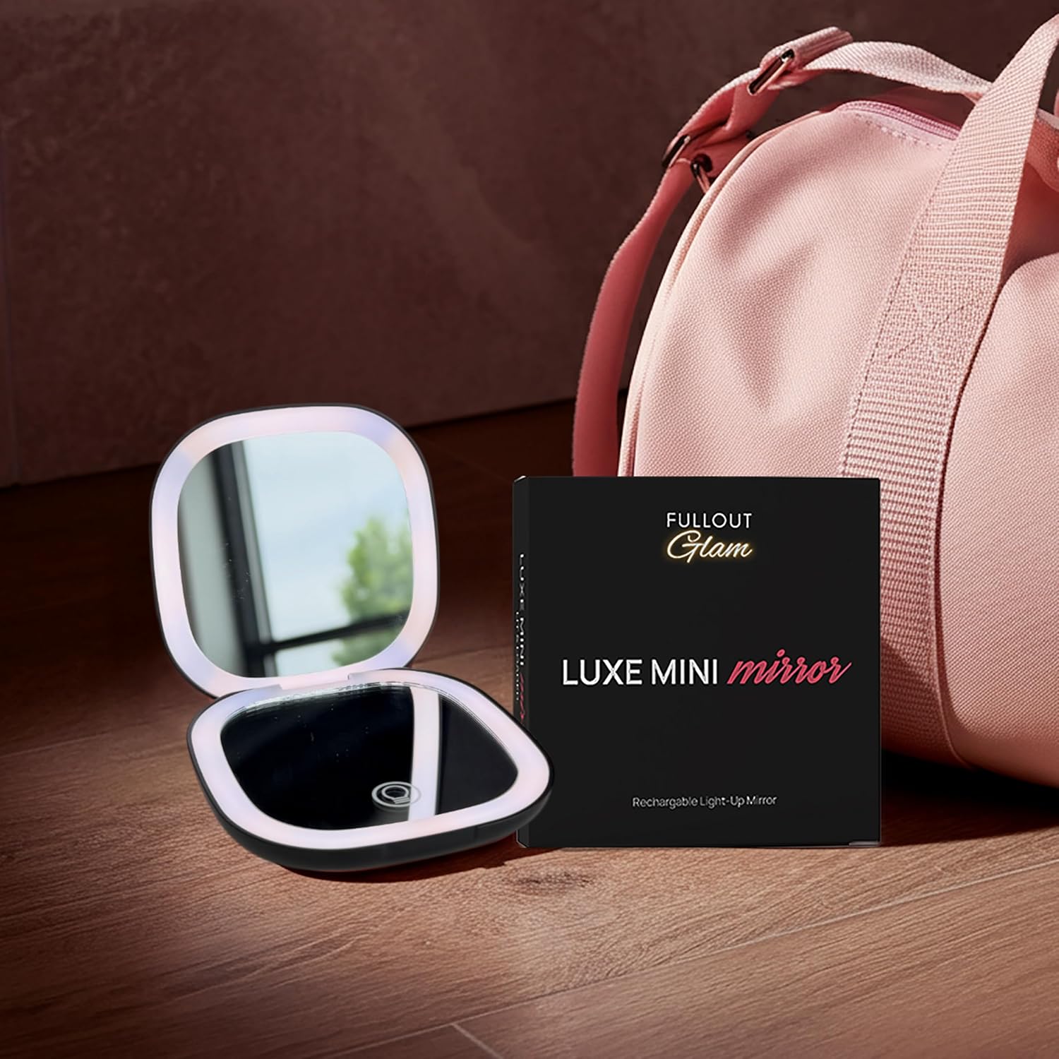 Full Out Glam Lux LED Lighted Compact Mirror | 1X + 10X Magnifying Makeup Mirror with Lights | USB-C Rechargeable & Dimmable for Detailed Touch-Ups - Image 7