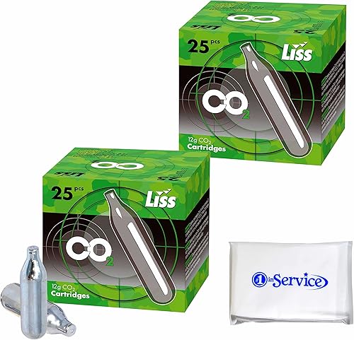 Liss - Cartuchos de CO2 de 0.42 oz para uso con pistolas de aire, pistolas BB, pistolas de Airsoft, accesorios para pistolas de paintball, cartucho