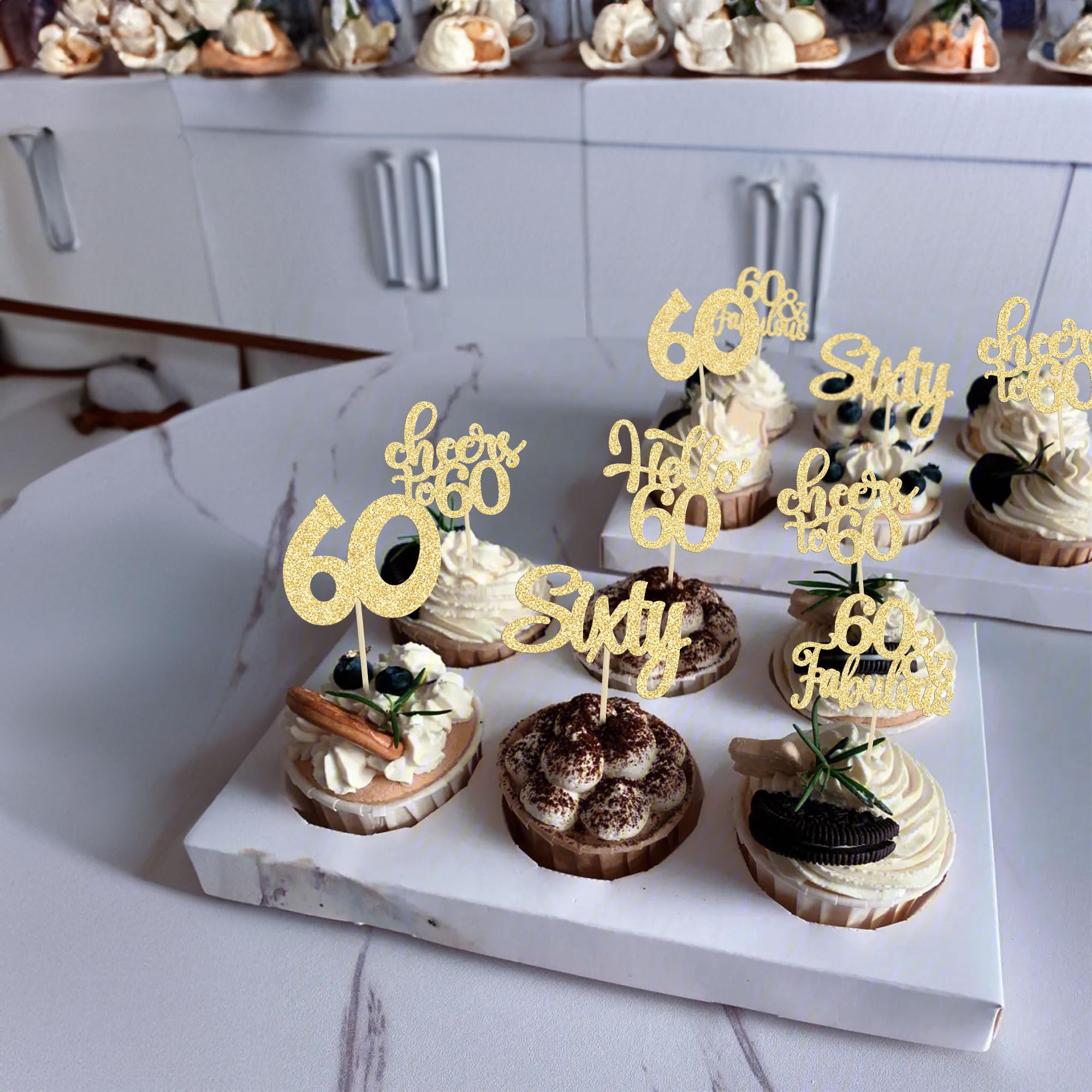36 Party-Cupcake-Topper „Cheers To 60“ – Gold-Rosé, Zahl 60, Für 60. Geburtstag, Hochzeitstag & Jubiläum, Deko-Set 36 Party-Cupcake-Topper „Cheers To 60“ – Gold-Rosé, Zahl 60, Für 60. Geburtstag, Hochzeitstag & Jubiläum, Deko-Set