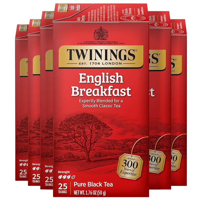 Twinings Chá preto English Breakfast cafeinado, folhas de chá do Quênia, Assam, Malawi e China, 150 sachês