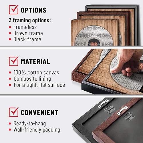 Vista 87 de H-DEWALL Letras de canciones personalizadas, lienzo enmarcado en marrón, música romántica del día de San Valentín, regalo personalizado para marido