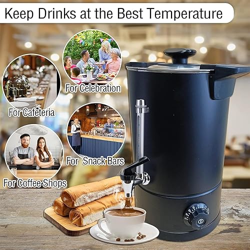 Miniatura 5 de Commercial Coffee Urn, 304 Grade Stainless Steel Hot Water Urn Percolate Coffee Pot Coffee Maker 1600W Hot Drink Dispenser for Catering, 50-Cup 8 L