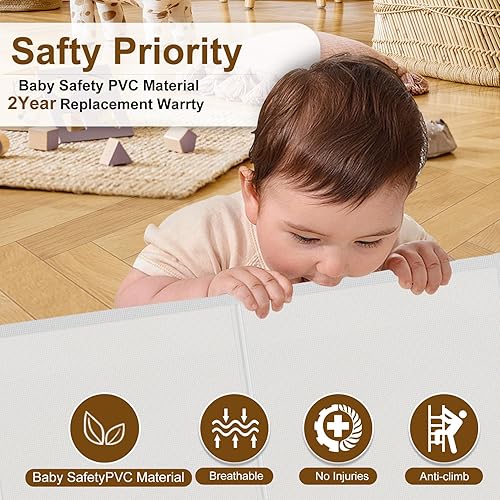 Miniatura 3 de Puertas retráctiles para bebés de 120 pulgadas extra anchas con diseño de tira reforzada para evitar que se arrastren, puerta retráctil para perros