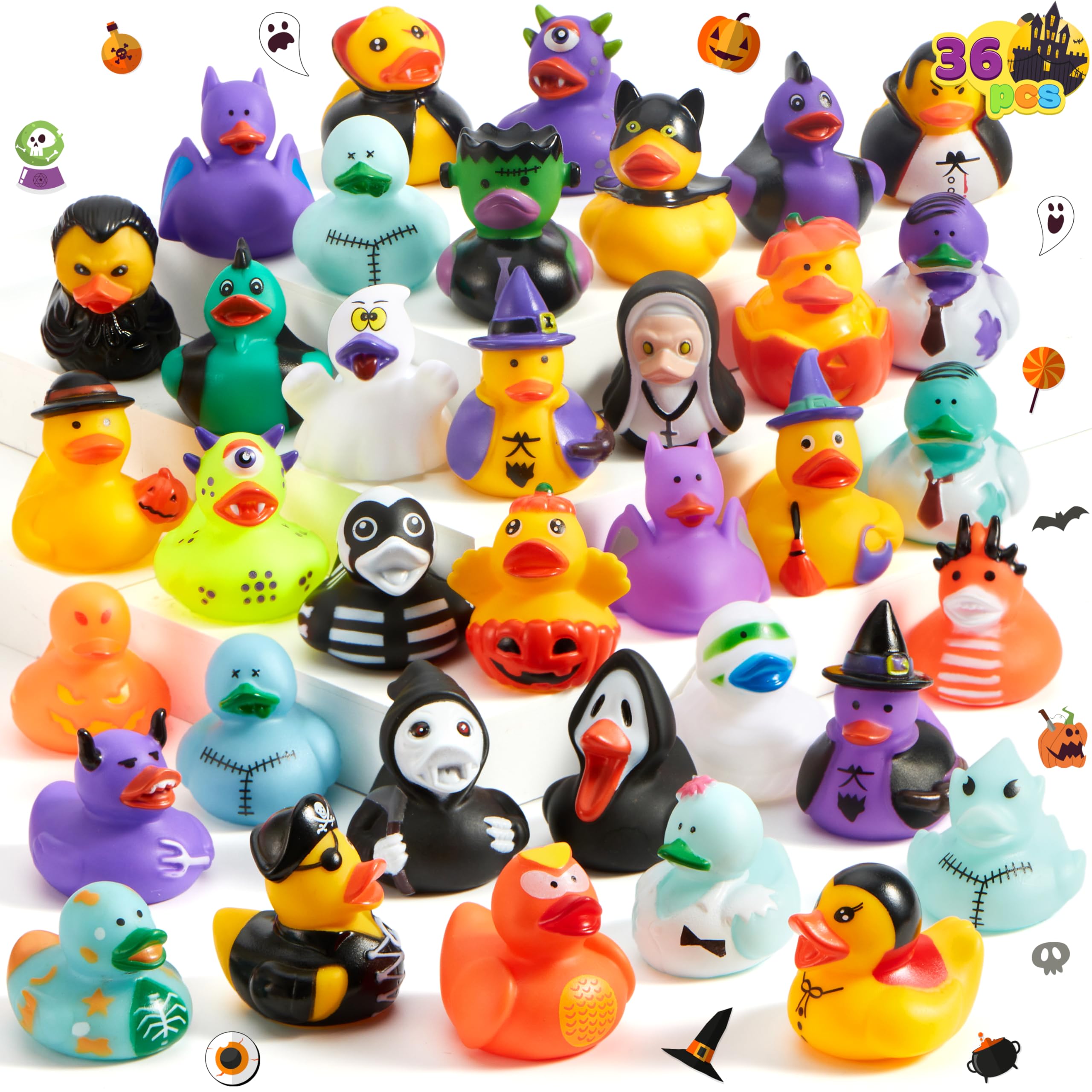 JOYIN 36 juguetes de baño de patos de goma para Halloween, para regalos de fiesta de Halloween, juguetes de baño para bebés, premios en el aula